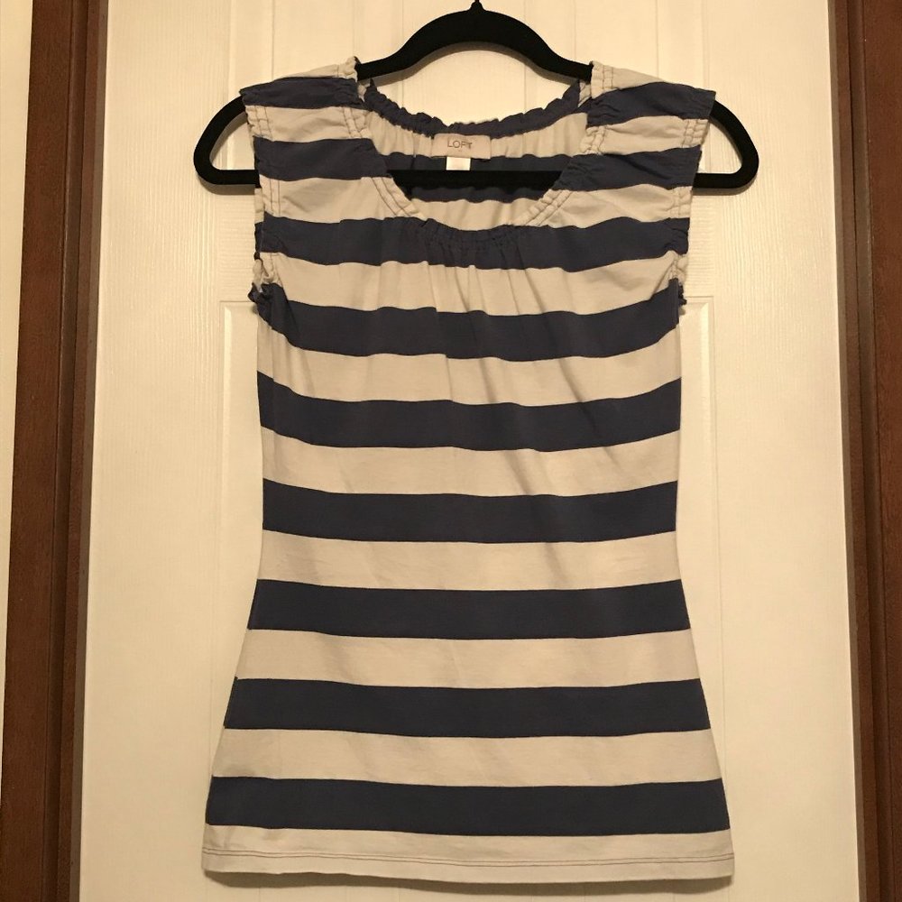 Loft Blue & White Nautical Stripe Shirt